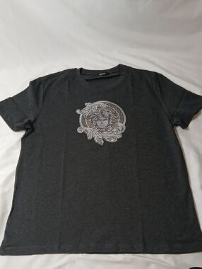 Versace Dark Charcoal Medusa Graphic Short Sleeve Tee